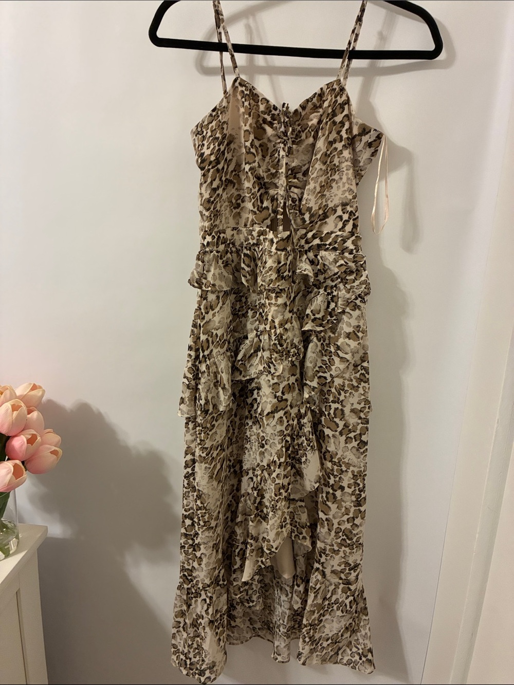 Bardot Beige and Brown Leopard-Print Ruffle Maxi Dress